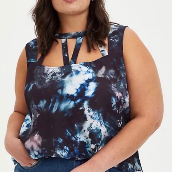 Torrid Black Tye-Die Caged Front Tank - Picture 5 of 5